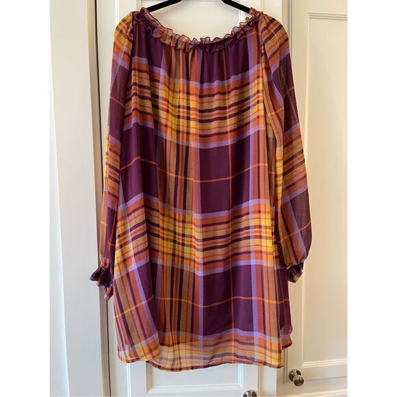 Free People - Faye Frock Mini Dress In Plum Combo size XS - Picture 3 of 4
